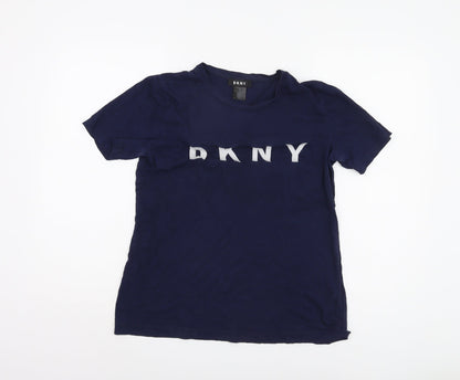 Womens UK Size S DKNY Blue Basic T-Shirt