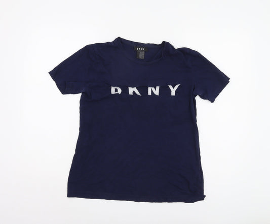 Womens UK Size S DKNY Blue Basic T-Shirt