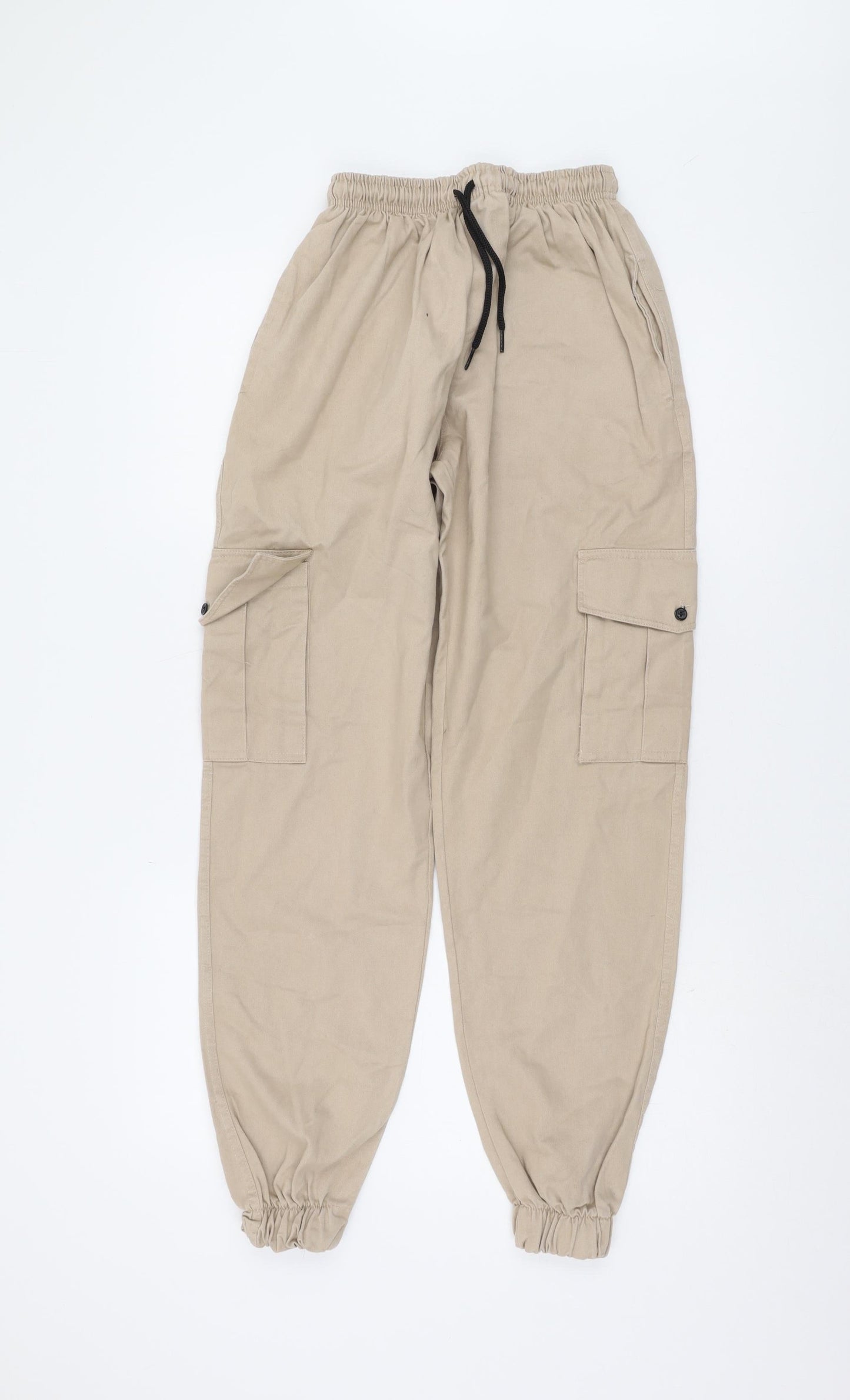 Rising Women's Beige Cargo Trousers, Size 6, Cotton