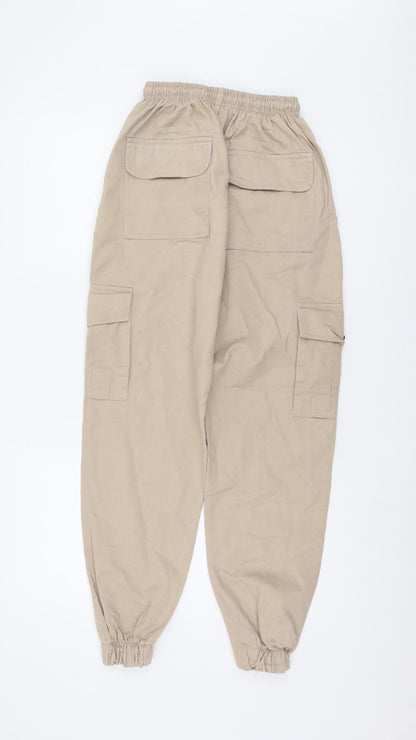 Rising Women's Beige Cargo Trousers, Size 6, Cotton