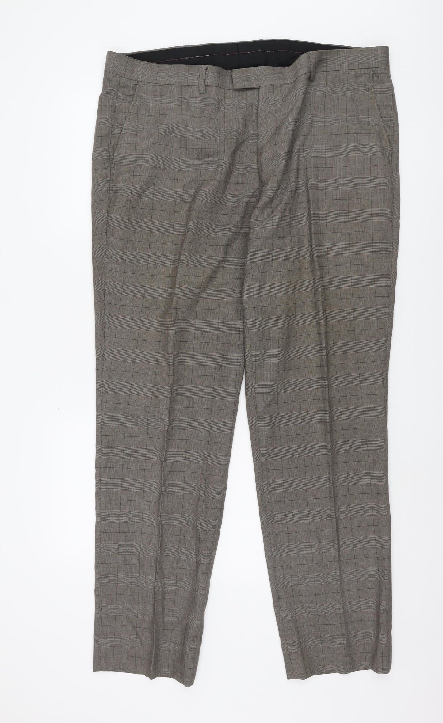 Greenwoods Men's Grey Check Tailored Trousers 40in