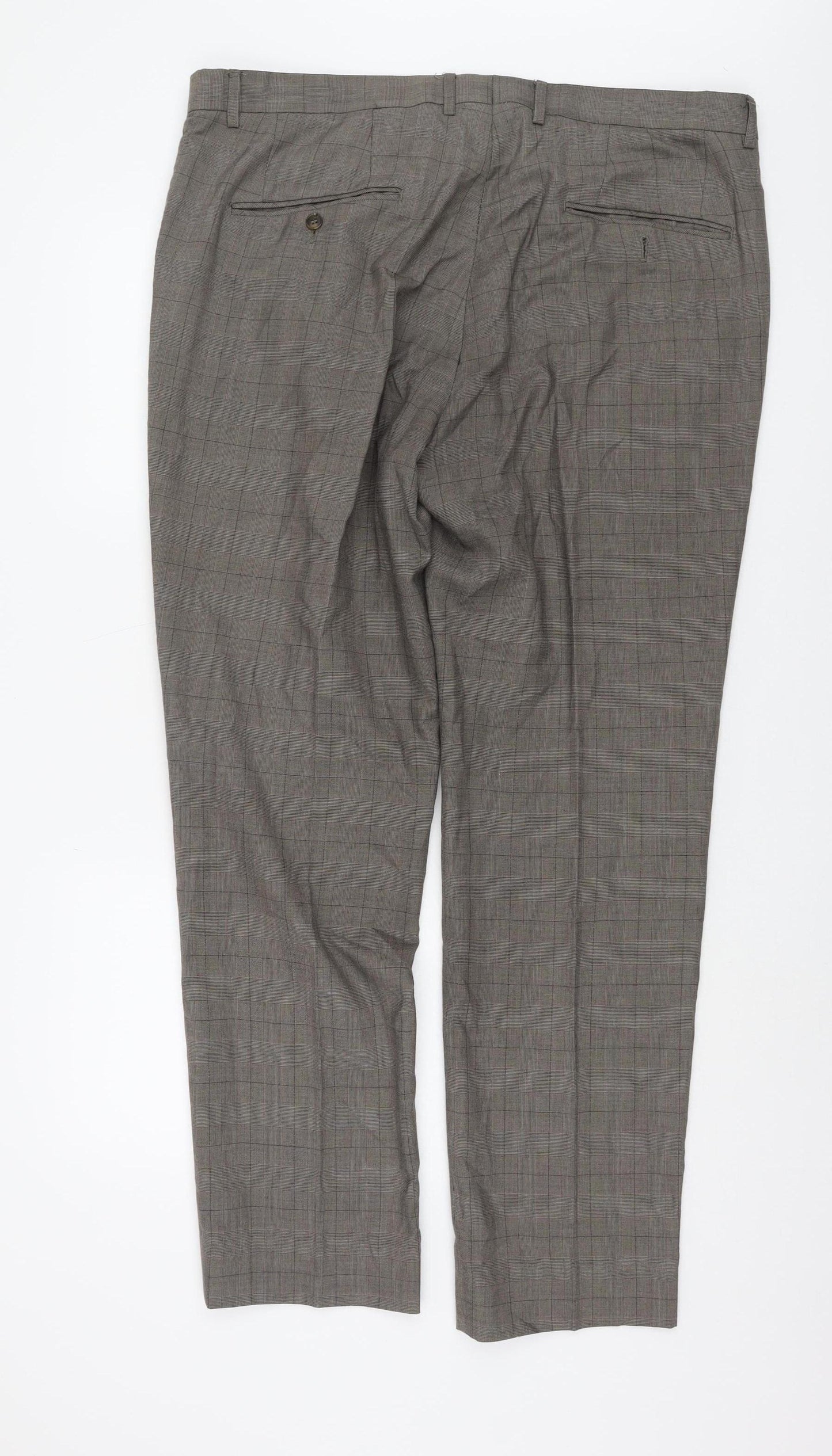 Greenwoods Men's Grey Check Tailored Trousers 40in