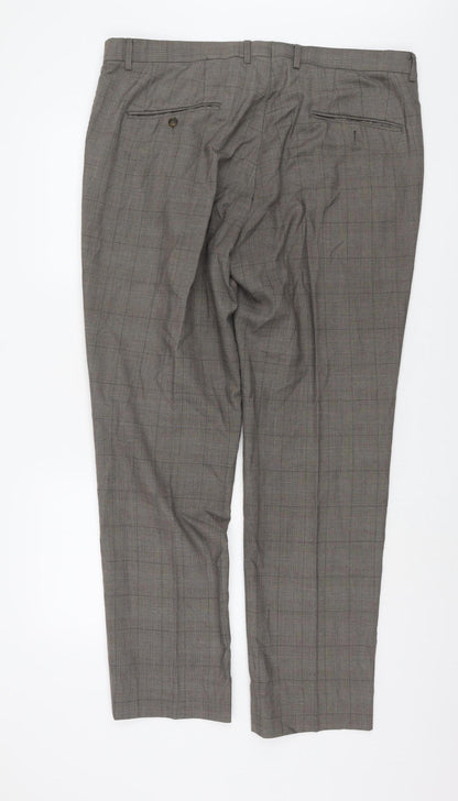 Greenwoods Men's Grey Check Tailored Trousers 40in