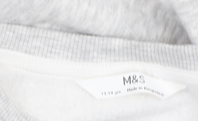 Marks and Spencer Girls Grey Sweatshirt Size 13-14 Crew Neck