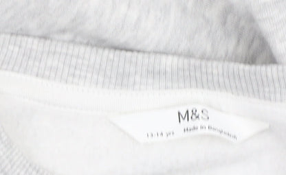 Marks and Spencer Girls Grey Sweatshirt Size 13-14 Crew Neck