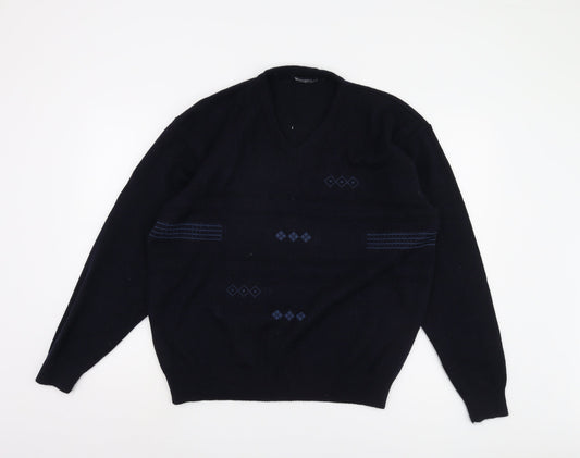 Woodville Men's Black V-Neck Pullover Jumper - Size L