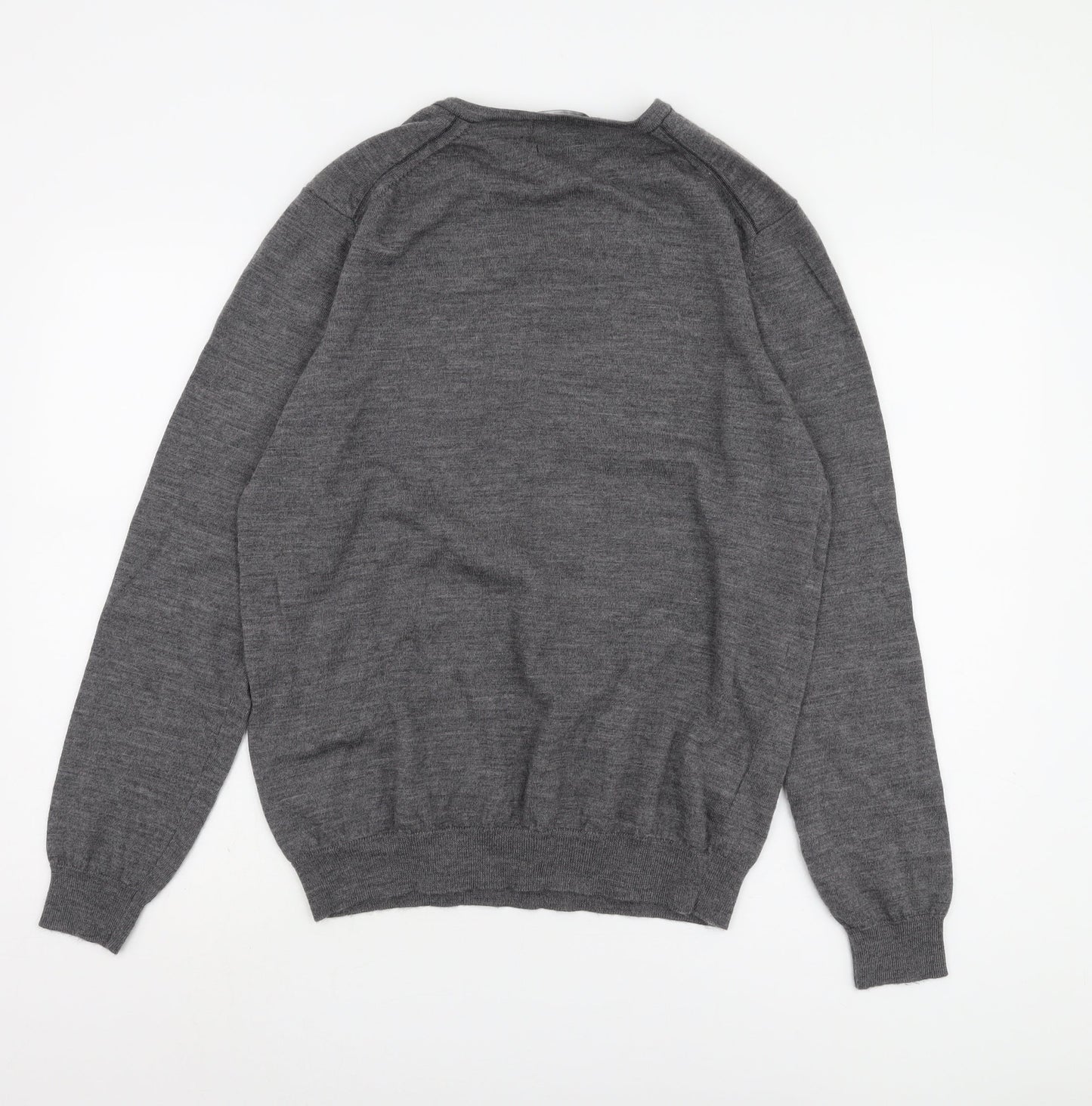 Austin Reed Men's Grey Wool V-Neck Pullover Jumper L