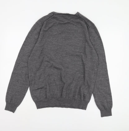 Austin Reed Men's Grey Wool V-Neck Pullover Jumper L