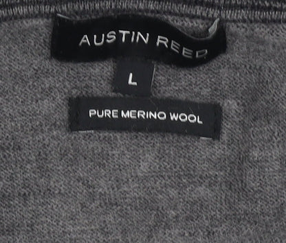 Austin Reed Men's Grey Wool V-Neck Pullover Jumper L