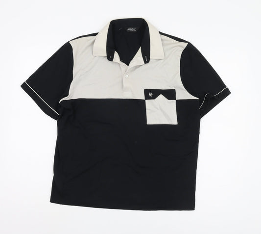 St Michael Men's Black Colourblock Polo Shirt L