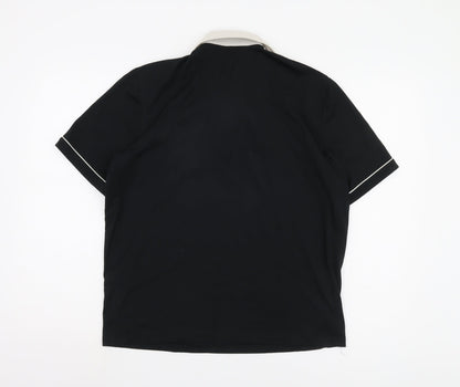 St Michael Men's Black Colourblock Polo Shirt L