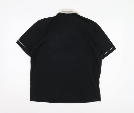 St Michael Men's Black Colourblock Polo Shirt L