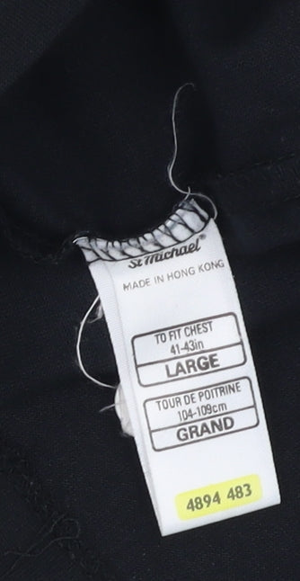 St Michael Men's Black Colourblock Polo Shirt L