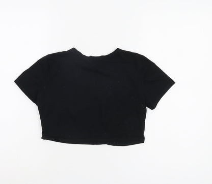 Womens UK Size XS Stylewise Black Cropped T-Shirt