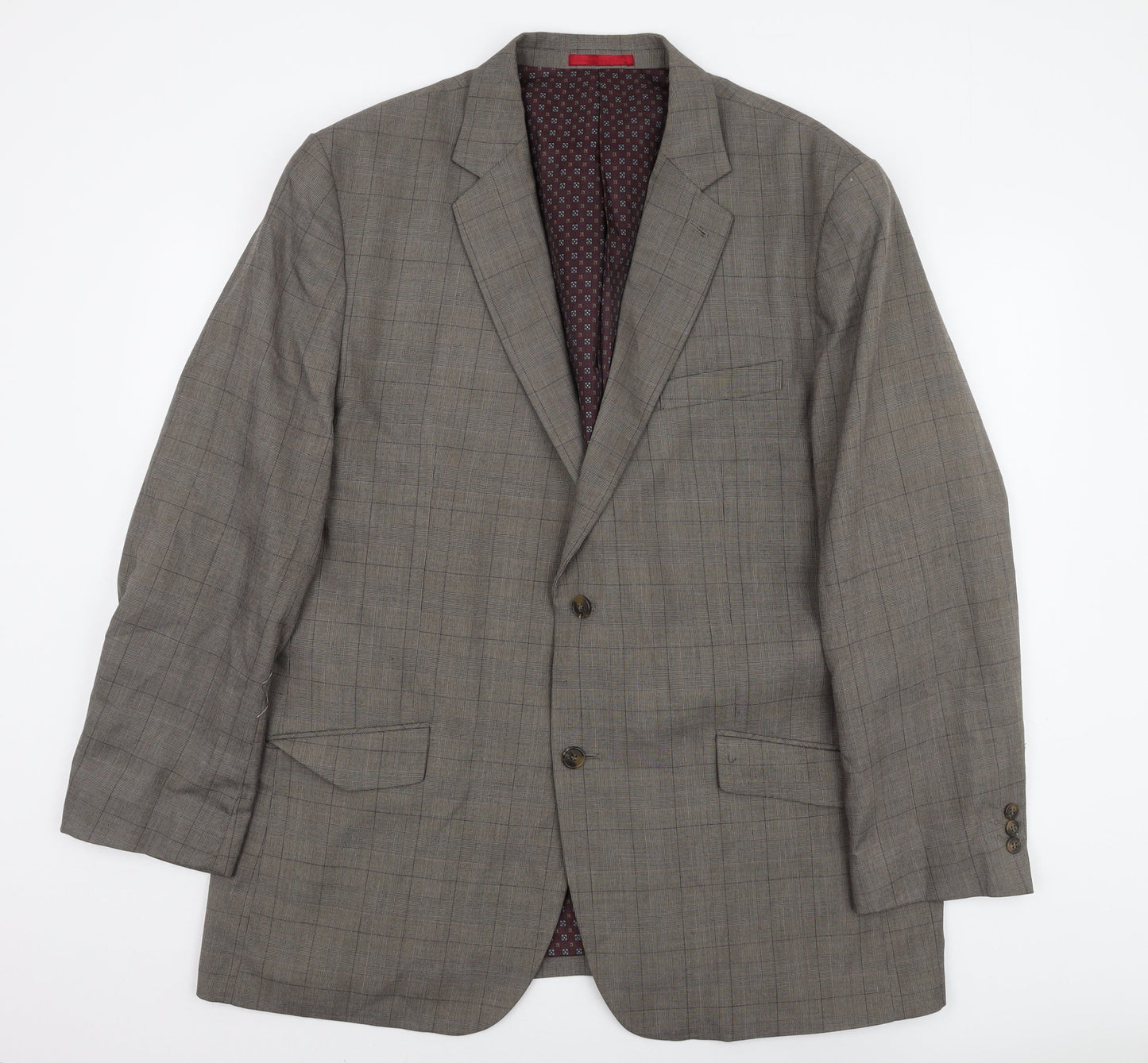 Greenwoods Men's Grey Check Blazer 48R Formal