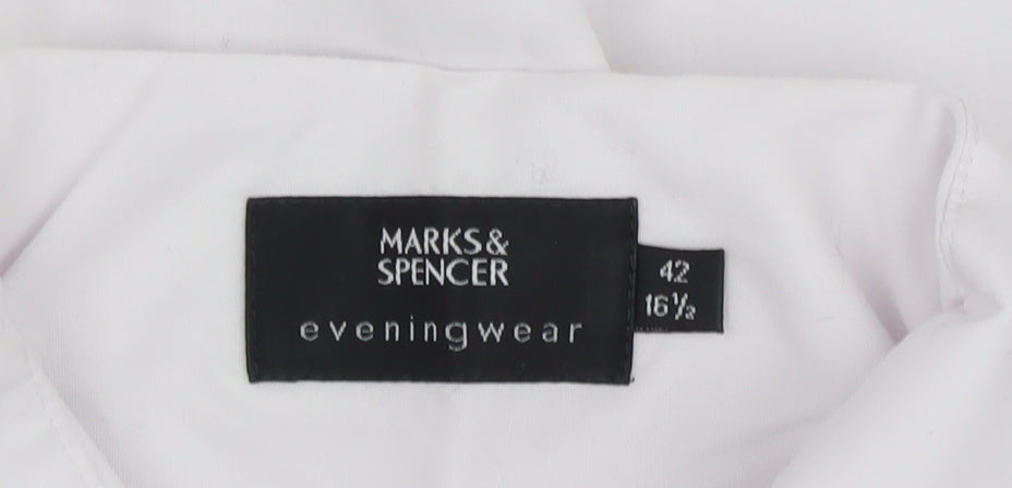 Marks and Spencer Men's White Long Sleeve Shirt Size 16.5