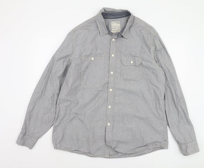 Burton London Men's Grey 2XL Cotton Casual Shirt