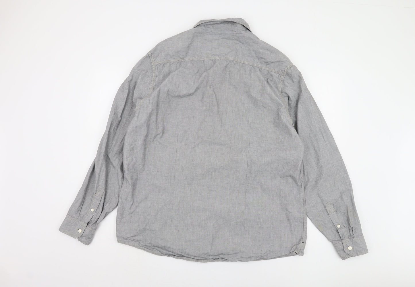 Burton London Men's Grey 2XL Cotton Casual Shirt