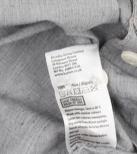 Burton London Men's Grey 2XL Cotton Casual Shirt