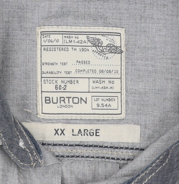 Burton London Men's Grey 2XL Cotton Casual Shirt