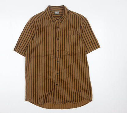ASOS Men's Brown Striped Short Sleeve Shirt, M