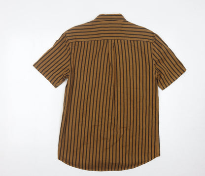 ASOS Men's Brown Striped Short Sleeve Shirt, M
