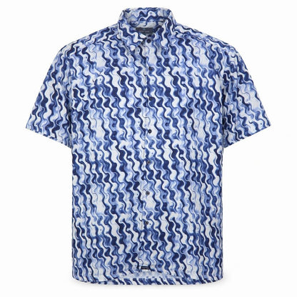 Outrage Men's Blue Geometric Short Sleeve Shirt S