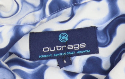 Outrage Men's Blue Geometric Short Sleeve Shirt S