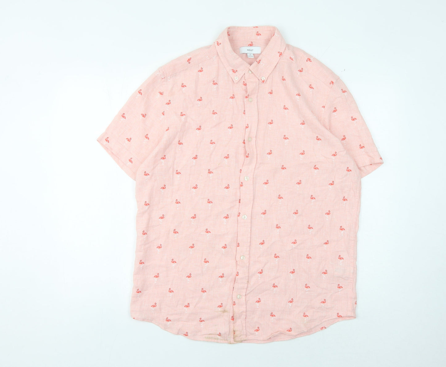 Next Men's Pink Flamingo Short Sleeve Shirt - M