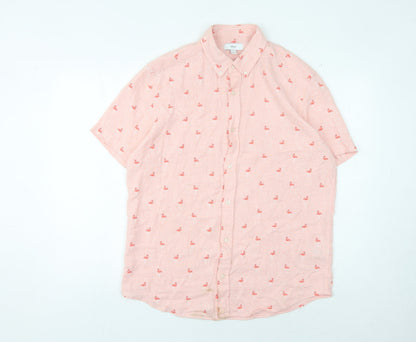 Next Men's Pink Flamingo Short Sleeve Shirt - M