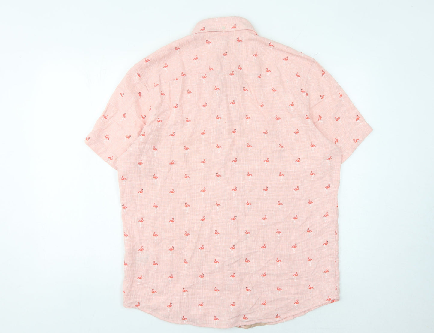 Next Men's Pink Flamingo Short Sleeve Shirt - M