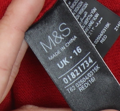 Womens UK Size 16 Marks and Spencer Red Pullover Jumper