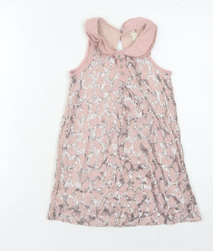 Next Girls Pink Floral Lace Dress Sleeveless Size 6 Years
