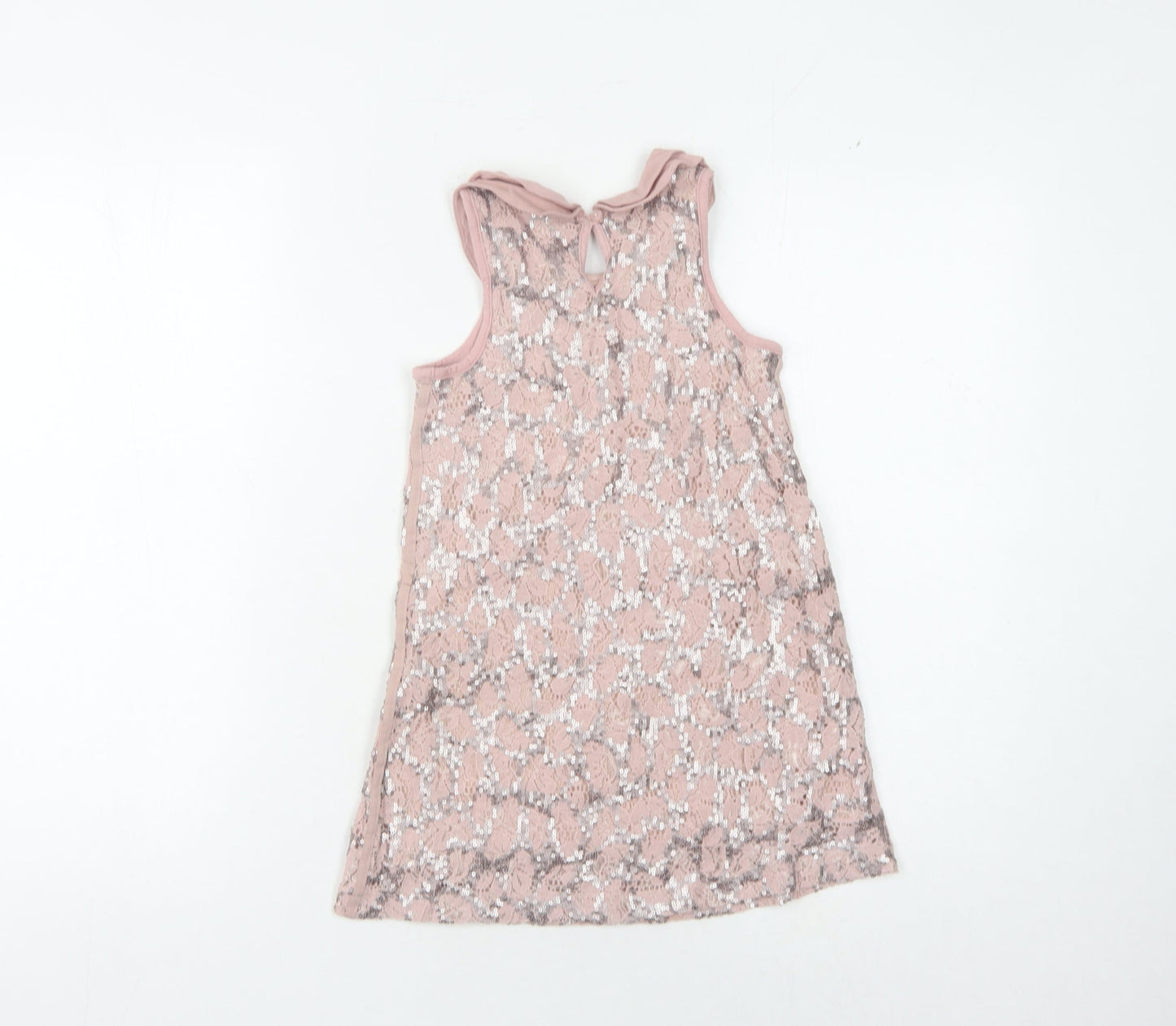 Next Girls Pink Floral Lace Dress Sleeveless Size 6 Years