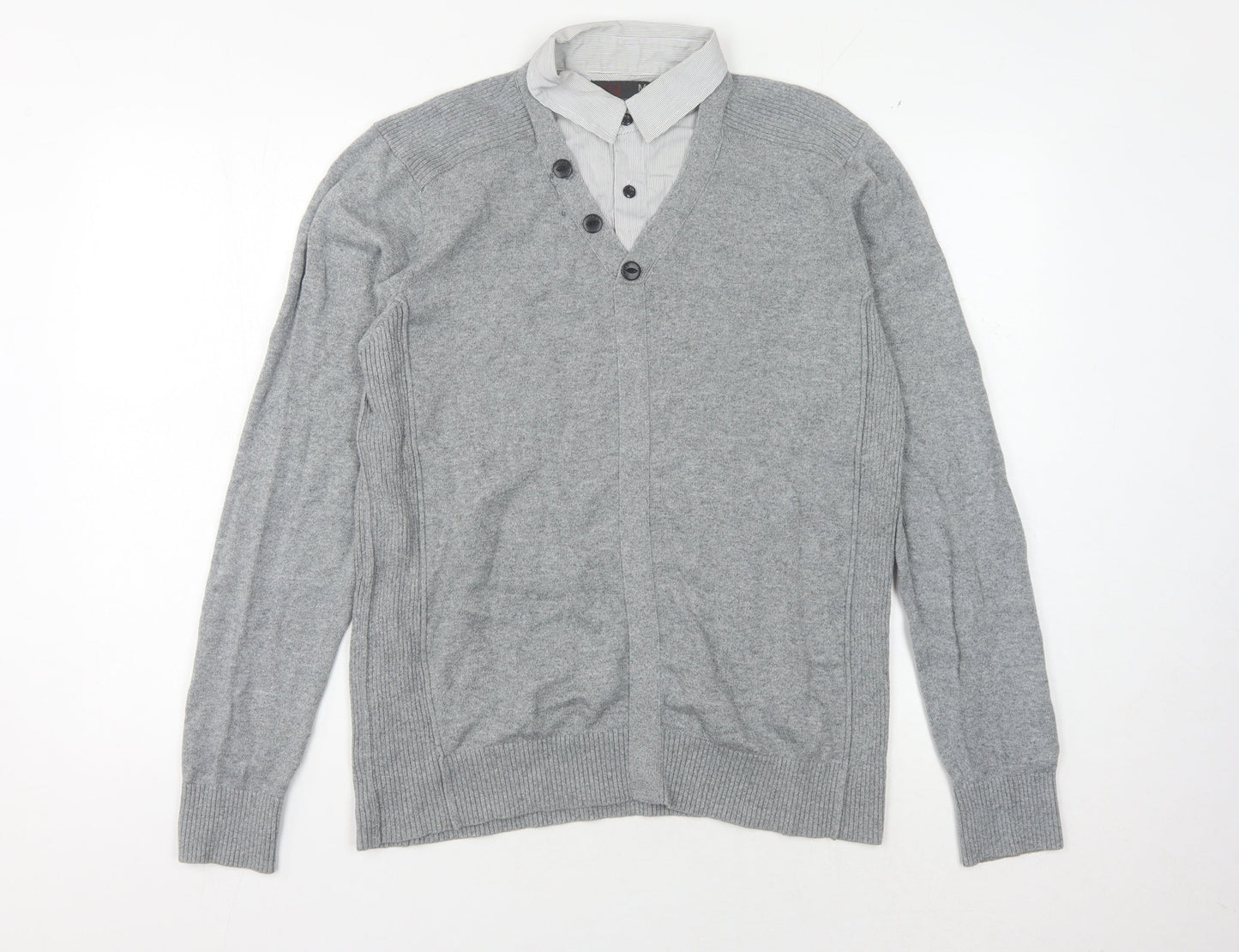 Next Men's Grey Cardigan V-Neck Medium