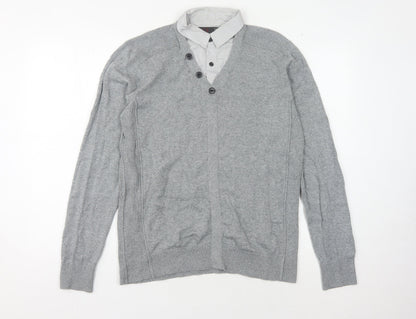 Next Men's Grey Cardigan V-Neck Medium