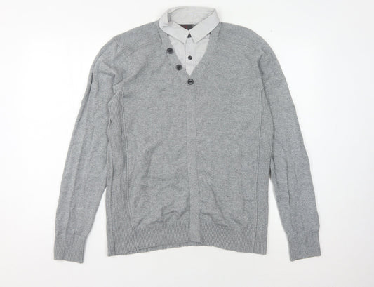 Next Men's Grey Cardigan V-Neck Medium