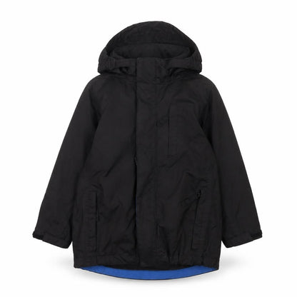 Front view of Peter Storm boys’' black hooded jacket 3-4 years