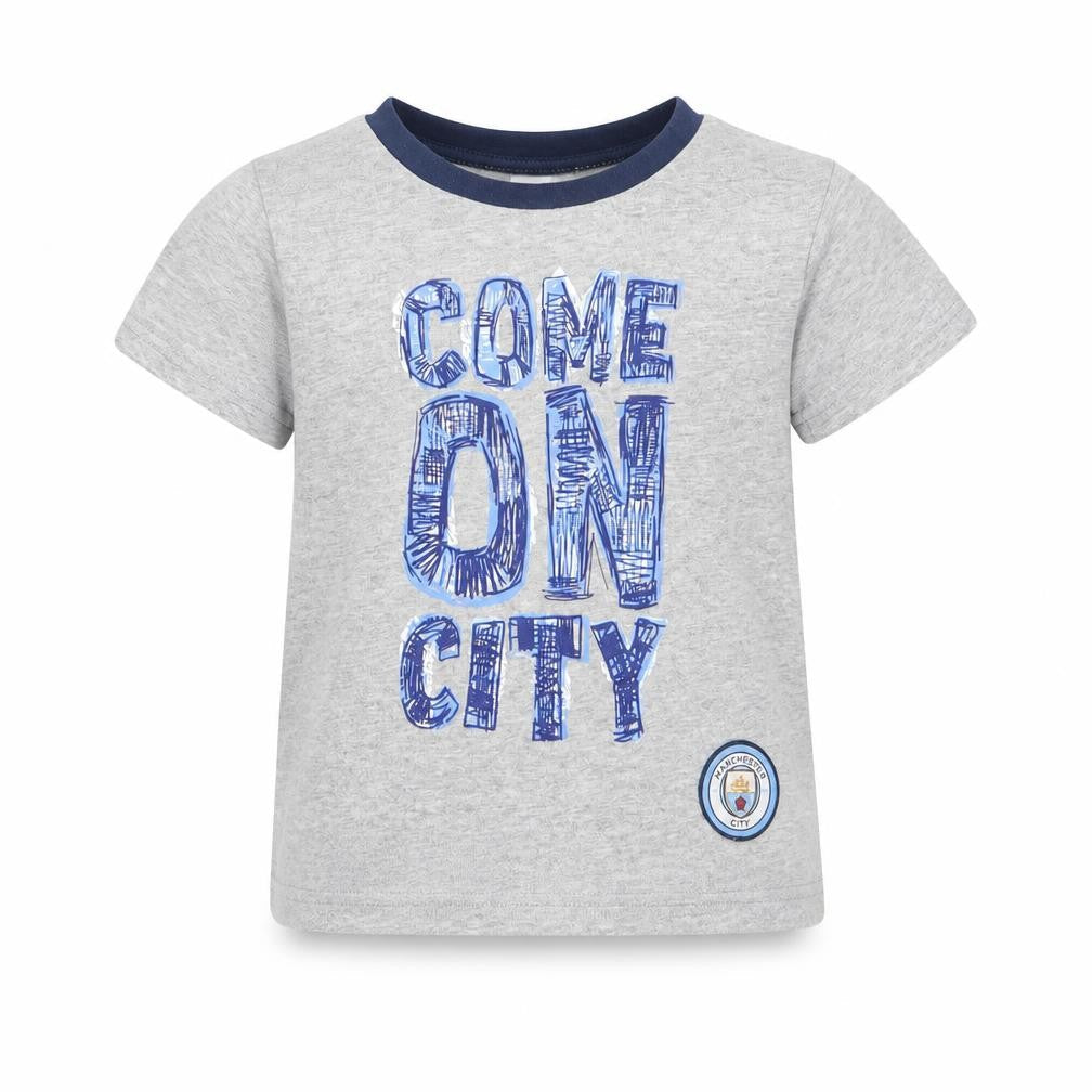 Front view of Manchester City boys’ grey graphic t-shirt 2-3 years