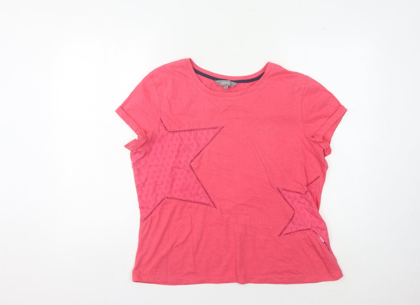 Womens UK Size 14 Principles Pink Basic T-Shirt