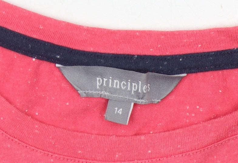 Womens UK Size 14 Principles Pink Basic T-Shirt