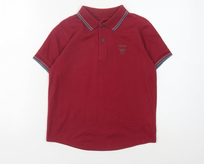 Firetrap Boys Red Polo Shirt 9-10 Years Logo Accent Casual Wear
