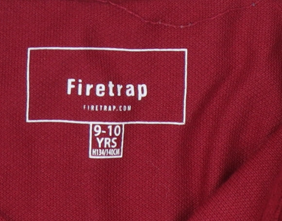 Firetrap Boys Red Polo Shirt 9-10 Years Logo Accent Casual Wear