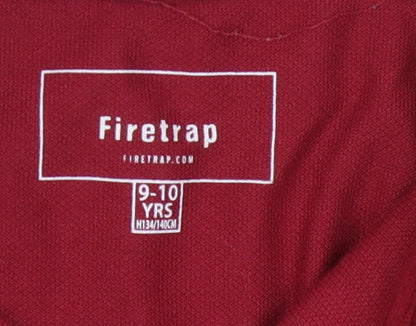 Firetrap Boys Red Polo Shirt 9-10 Years Logo Accent Casual Wear