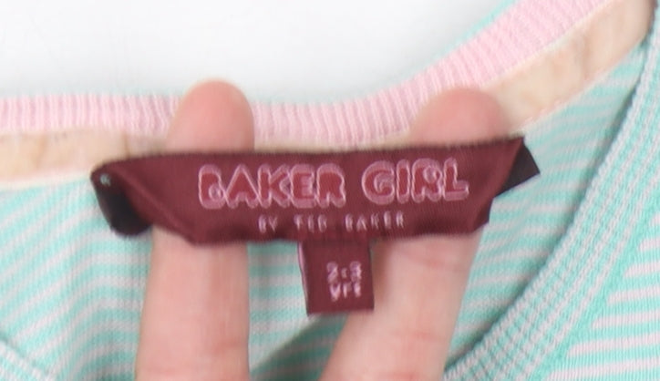 Ted Baker Girls Green Striped Tank Top 2-3 Years