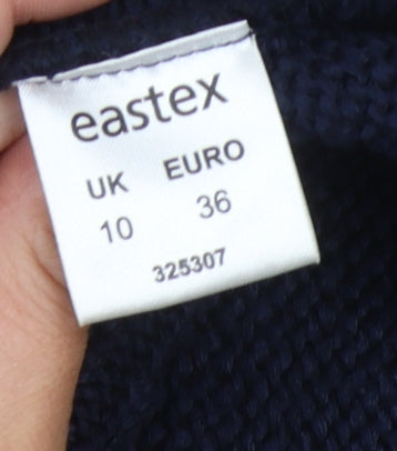 Eastex Women's Blue Open Front Cardigan, Size 10, Relaxed Fit