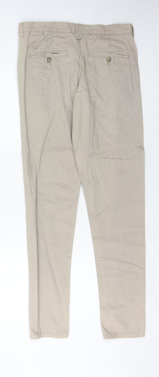 Kangol Men's Beige Chino Trousers, Size 32, Regular Fit