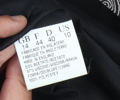 Jacques Vert Women's Black Blazer Size 14 Geometric