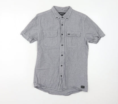 Firetrap Men's Grey Button-Up Shirt - Size S