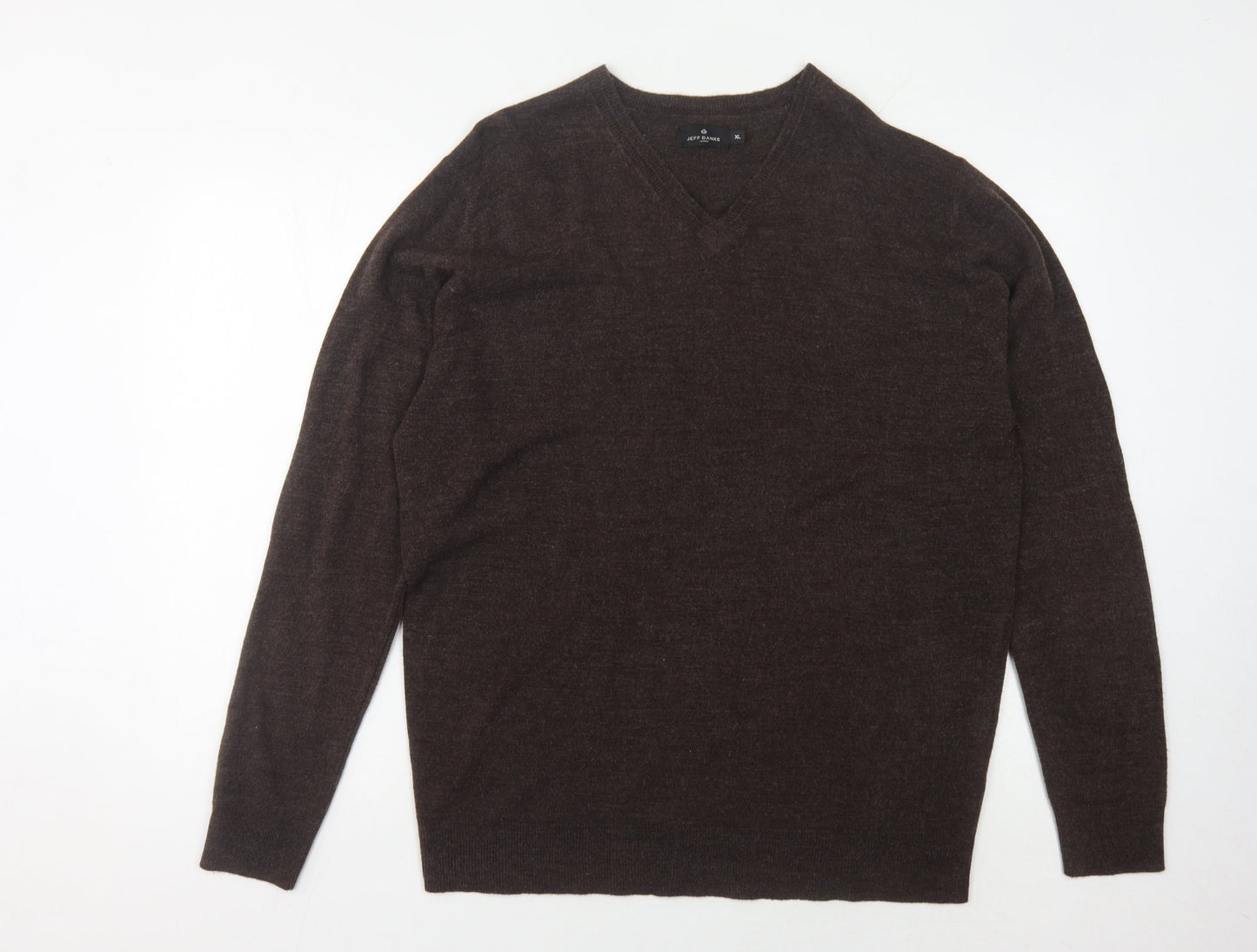 Jeff Banks Men's Brown XL V-Neck Pullover Jumper